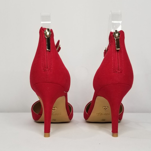 Thalia Sodi Vanesssa Pointed-Toe Pumps With Charm Detail Size 7 Red/ Gold NWT - Picture 6 of 8